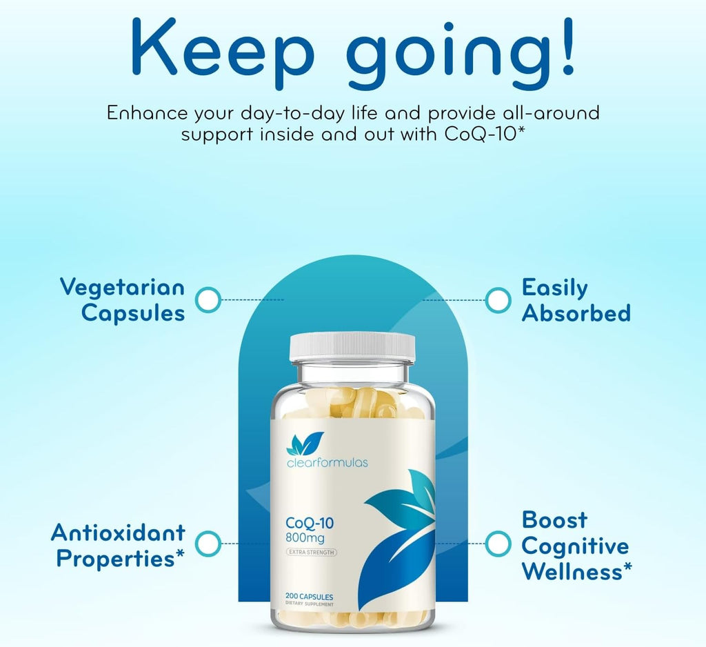 Extra Strength CoQ10 800mg - Quick Absorption Coenzyme Q10 800mg Potent Antioxidant for Heart Energy and Aging Support - High Stability CoQ10 Ubiquinone Caps - Made in a cGMP US Lab (100 Servings)