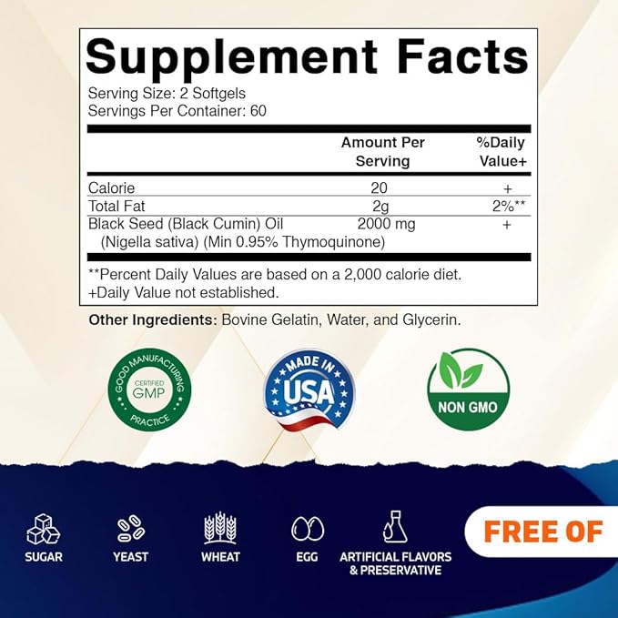 Vitamatic Black Seed Oil, 120 Softgels (1,000 mg per Softgel)