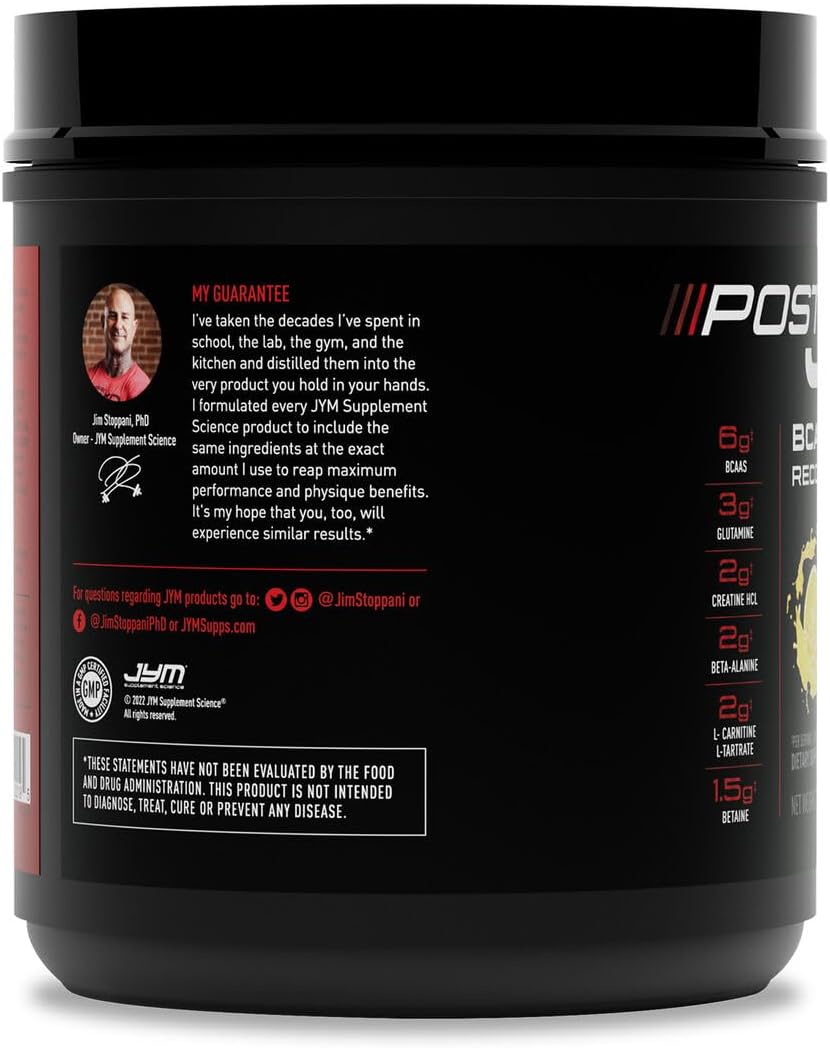 Post JYM Active Matrix Amino Recovery Powder | Pure Creatine HCL, BCAA’s, Glutamine, Carnitine, Betaine, Taurine for Maximum Strength, Repair, Definition, Performance | Lemonade Flavor 30 Servings