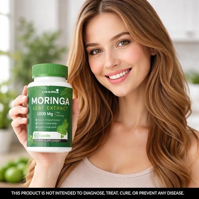 Moringa Capsules | Moringa Powder Organic | Moringa Supplement | 1000MG Moringa Leaf Extract, Complete Green Superfood 60 Count (Pack-3)