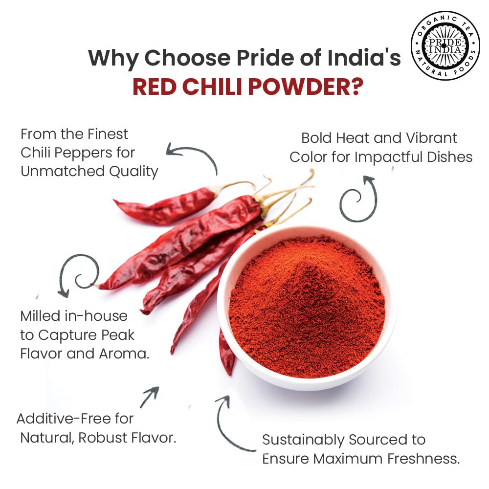 Pride of India | Red Chili Ground 2.1 oz (59 gm) Small Dual Sifter Jar | Traditional Indian Spice | Ideal for Gourmet & Savory Dishes Dishes | Non-Bioengineered, Gluten Free | Easy to Use