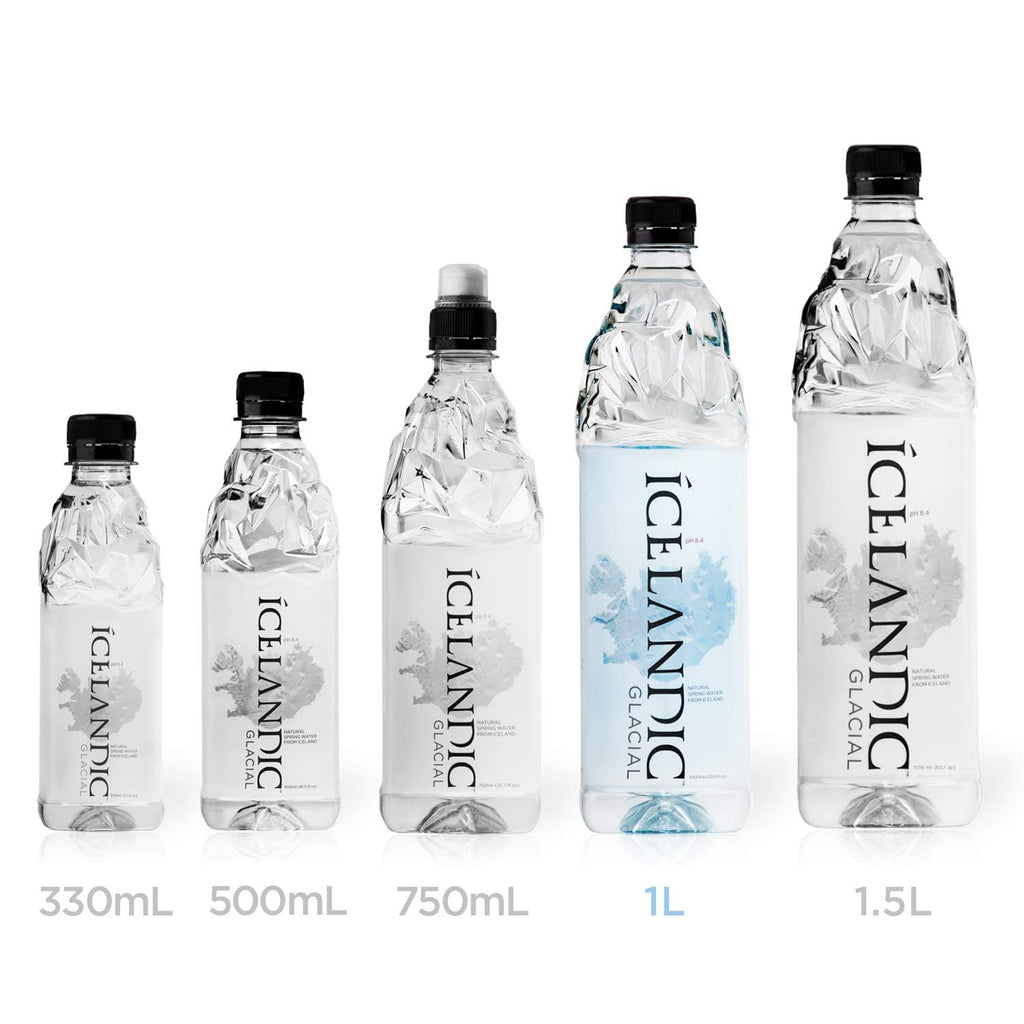 Icelandic Glacial Natural Spring Alkaline Water Liter Count, 1 Litre, 202.8 Fl Oz, (Pack of 6)