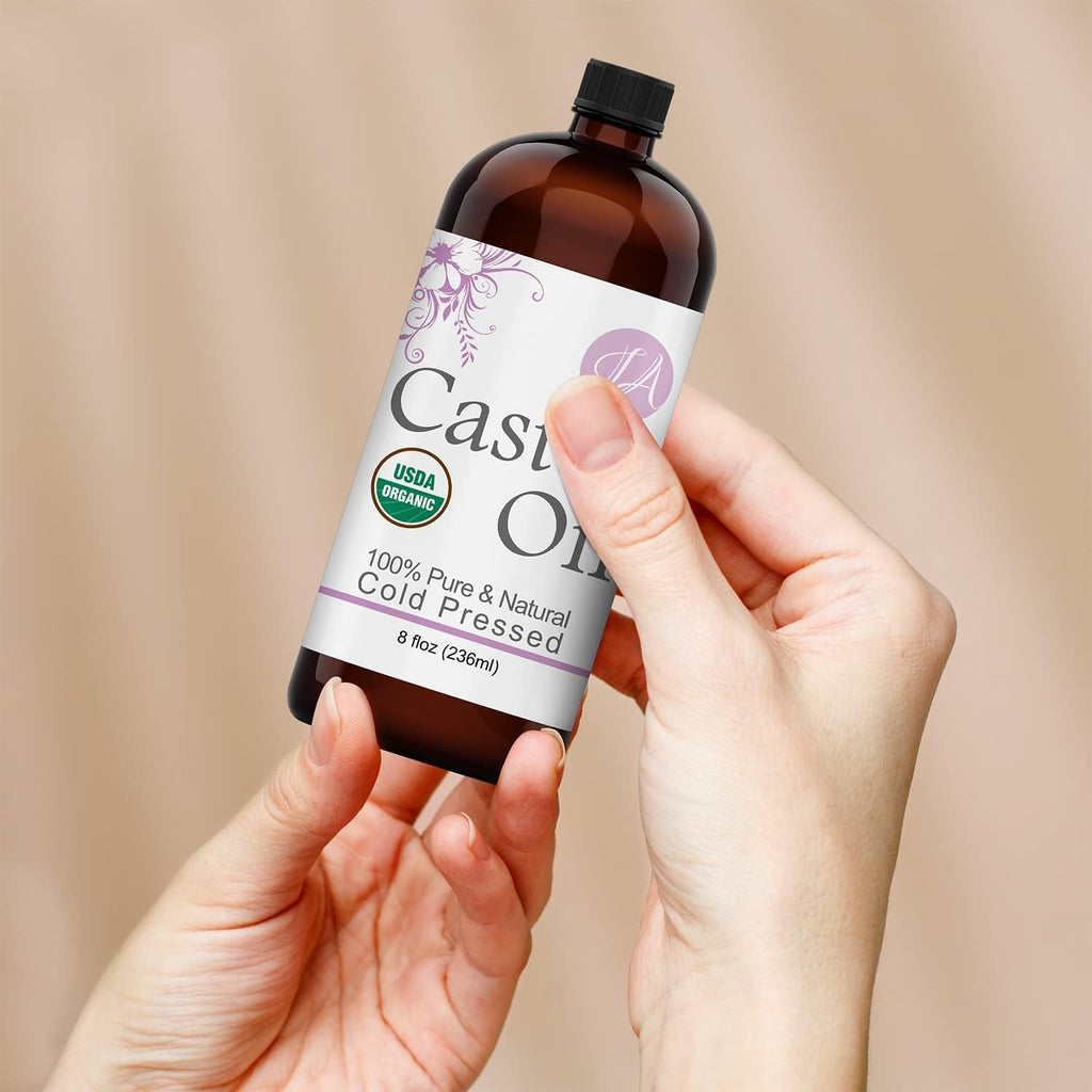 Healing Solutions Oils - 8 oz Castor Oil Organic Pure Natural, Cold Pressed, Hexane & Chemical Free Natural Solution, Lash Serum, Stimulates Growth For Hair, Eyelash, Eyebrows, Scalp & Beard - 236ml