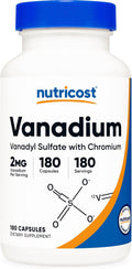 Nutricost Vanadium + Chromium 2mg 180 Vegetarian Capsules - Gluten Free, Non-GMO - Vanadium Supplement