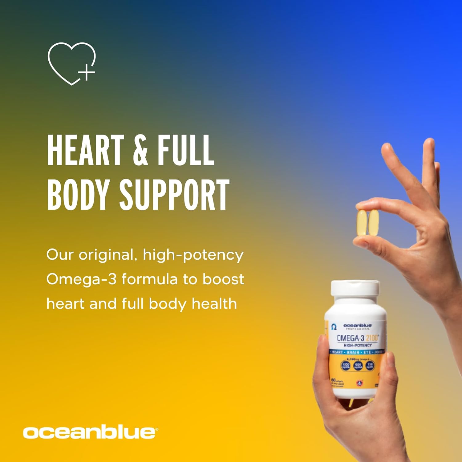 Oceanblue Professional Omega 3 2100-120 ct - High Potency Triple Strength Burpless Fish Oil with EPA, DHA & DPA - Wild Caught - Natural Orange Flavor, 60 Servings