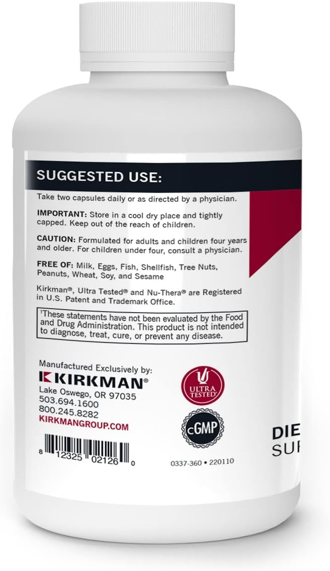 Kirkman - Super Nu-Thera - 360 Capsules - Comprehensive Multivitamin - with Vitamin B6 & Magnesium - Hypoallergenic