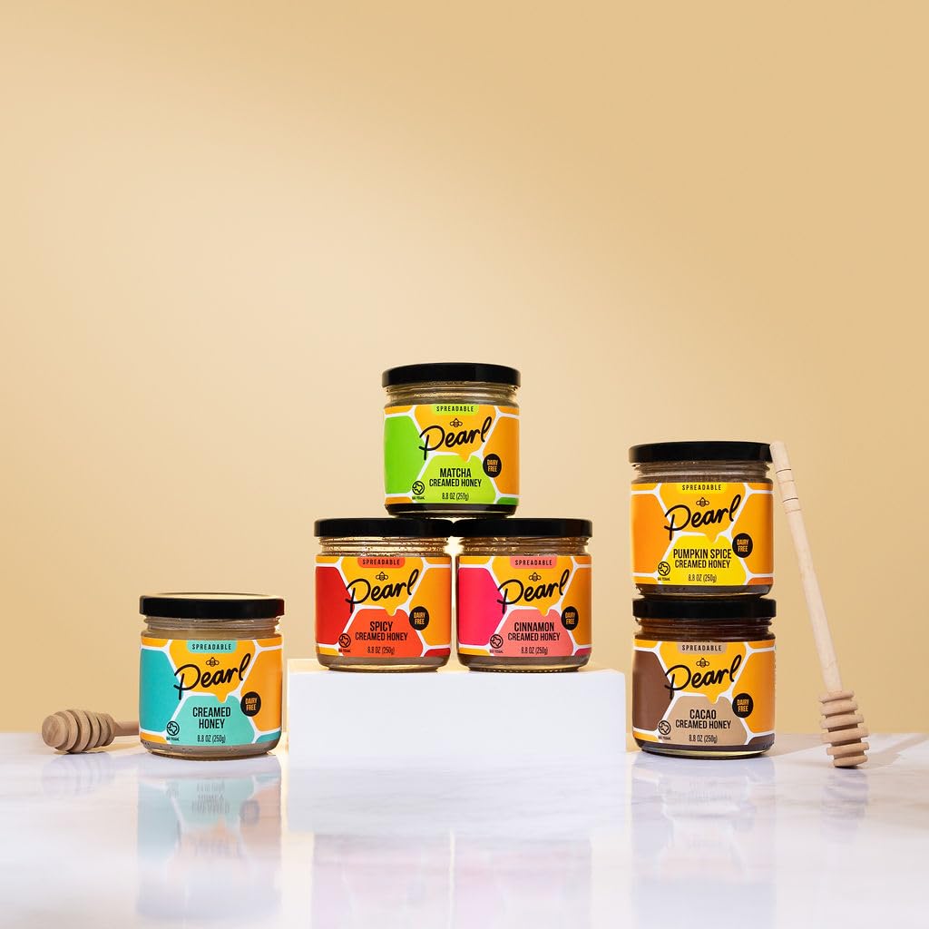Pearl Honey Spreads - Organic Matcha Flavored Creamed Raw Honey - Chemical Free, Dairy Free, Soy Free & 100% Naturally Flavored |8.8oz Jar