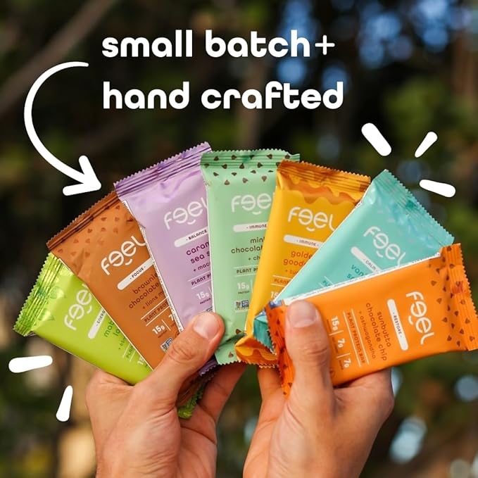 Feel Vegan Protein Bars | Sunbutta Choco Chip | Keto | Gluten Free | Organic | 15g Plant Protein | Low Carb | High Protein | Dairy Free | Low Sugar | Nut, Grain, Soy Free | Non GMO | 10 Pack
