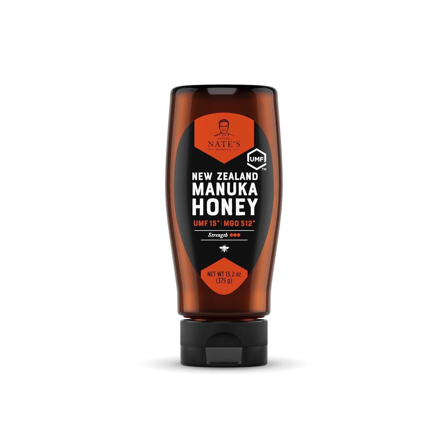 Nate's Raw Manuka Honey New Zealand MGO 512+ | UMF Certified 15+ | 13.2 oz Squeeze Bottle
