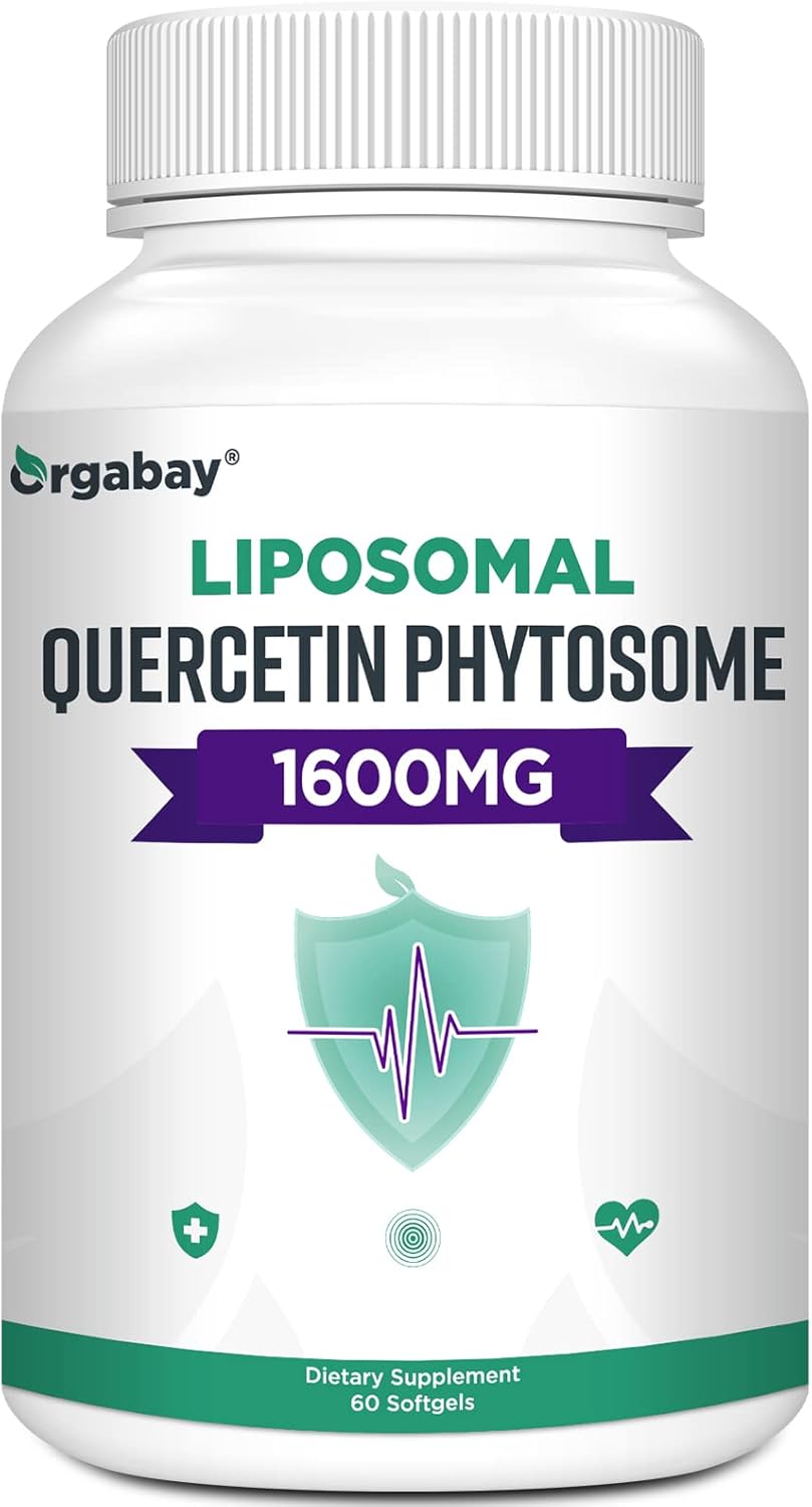 Orgabay Liposomal Quercetin Phytosome 1600 mg,Bromelain 200mg,Zinc 30mg,Vitamin C Turmeric 40 mg,Highest Absorption,Quercetin Complex, 120 Softgels