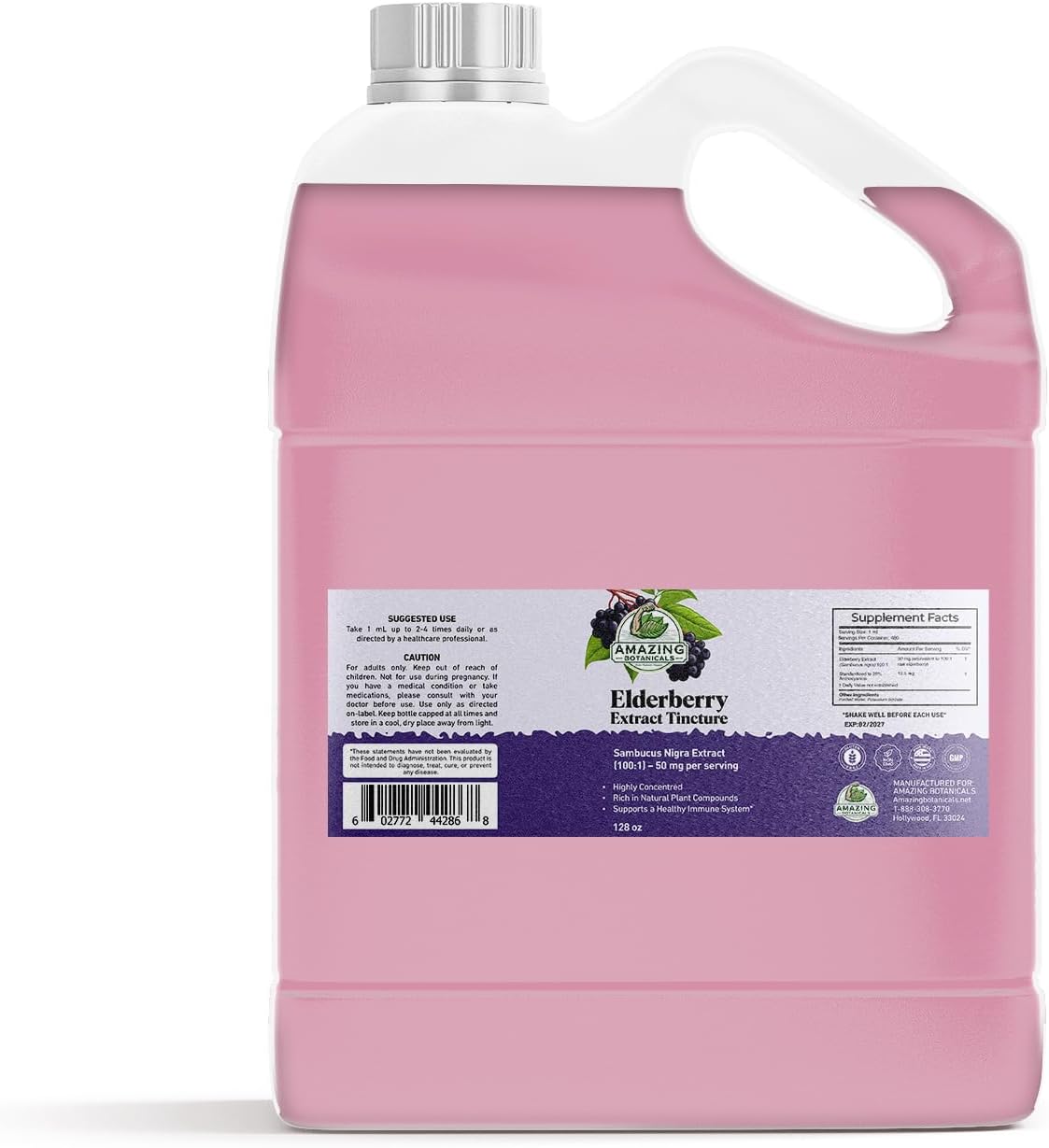 Amazing Botanicals Elderberry Extract 100X Strength Tincture - Organic Immune Support & Wellness Supplement | Elderberry Syrup Organic Extract Liquid (128 Fl Oz)