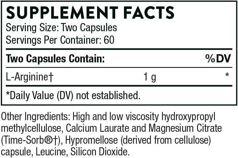 THORNE - L-Arginine Sustained Release (Formerly Perfusia-SR) - Support Heart Function, Nitric Oxide Production, and Optimal Blood Flow* - 120 Capsules - 60 Servings