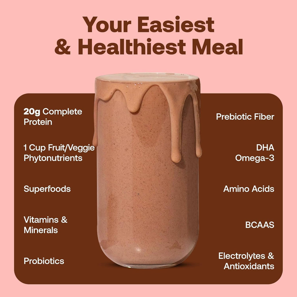 Happy Viking Triple Chocolate Plant Protein Powder, Created by Venus Williams, 20G Protein, Low Carb, Keto, Vegan, Gluten-Free, Non-GMO, Superfoods, Complete Meal Replacement, 8 Single Serve Packs