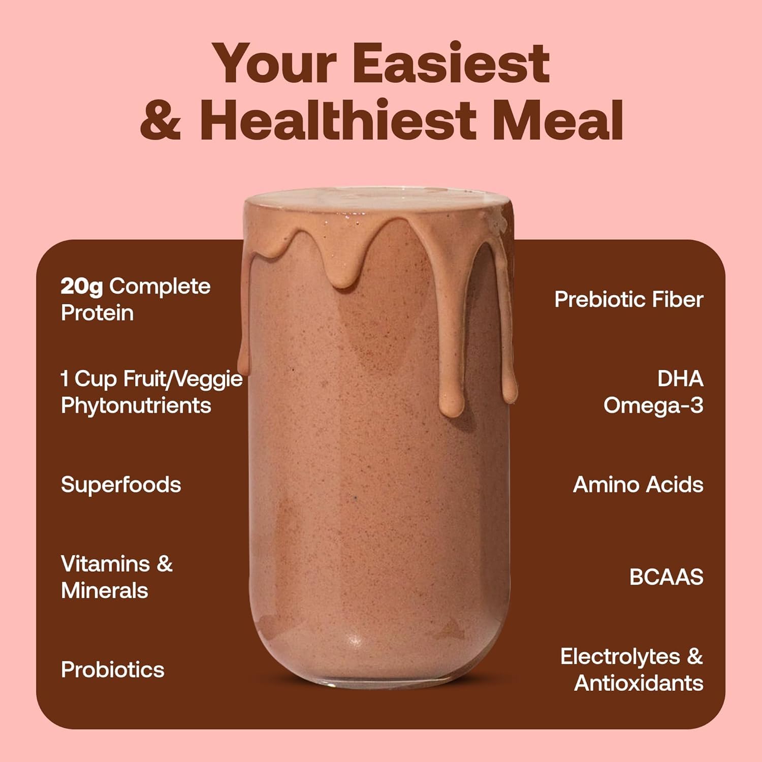 Happy Viking Triple Chocolate Plant Protein Powder, Created by Venus Williams, 20G Protein, Low Carb, Keto, Vegan, Gluten-Free, Non-GMO, Superfoods, Complete Meal Replacement, 8 Single Serve Packs