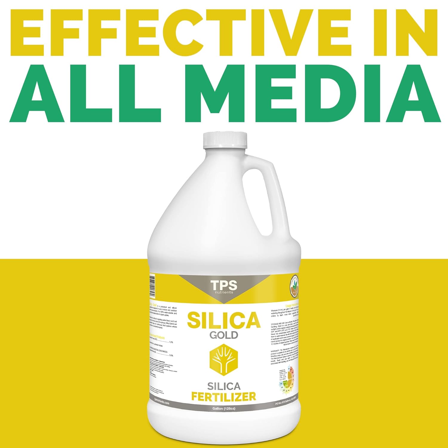 TPS NUTRIENTS Silica Gold Plant Strength Nutrient and Supplement with Bioavailable Silicon, 1 Gallon (128 oz)