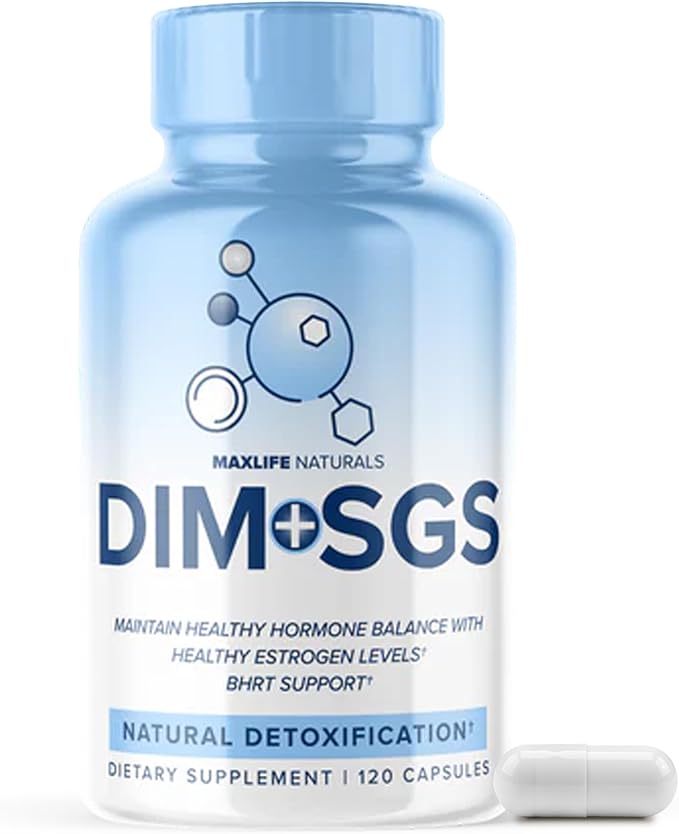 DIM+SGS with Detox Support – 120 Capsules Made In USA- Estrogen Support with DIM Bioperine, DIM Supplement for Women and Men, Estrogen Supplement For Women Menopause & Prostate Hormone Balance For Men