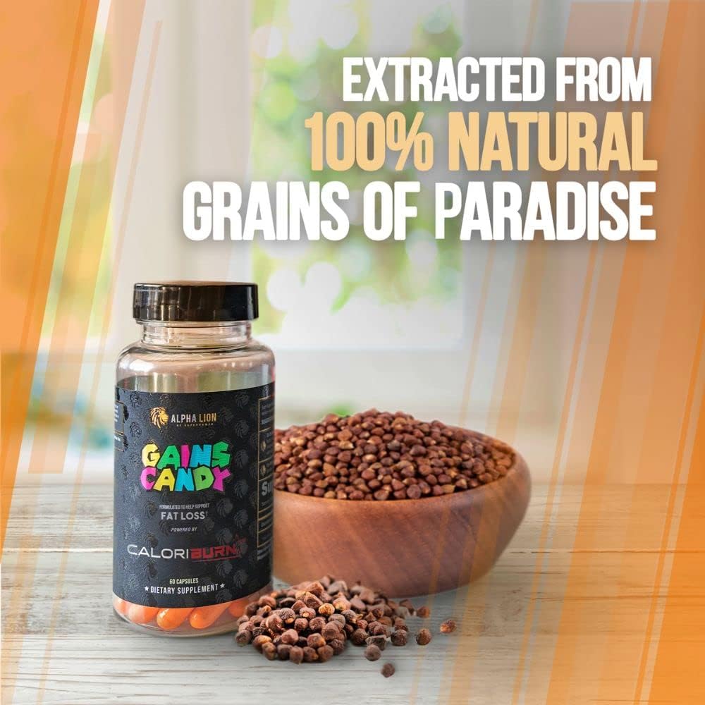 ALPHA LION Gains Candy, Pills That Support Weight Loss, Energy Supplements, 100% Natural Extract, Calorie Burning, Regulates Healthy Metabolism, 60 Capsules (Fat Loss - CaloriBurn®)