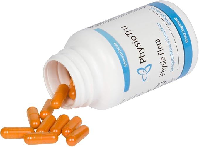 Physio Flora Curcumin Piperine, Probiotics and Prebiotics for Gut, 60 Veggie Capsules (4 Pack)