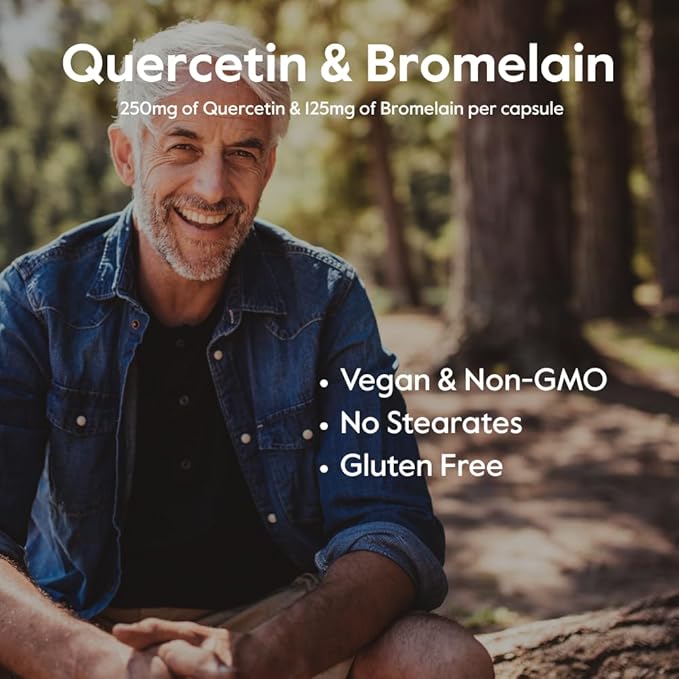 BESTVITE Quercetin with Bromelain 500mg/250mg (120 Vegetarian Capsules) - No Stearates - No Silicon Dioxide - Vegan - Non GMO - Gluten Free