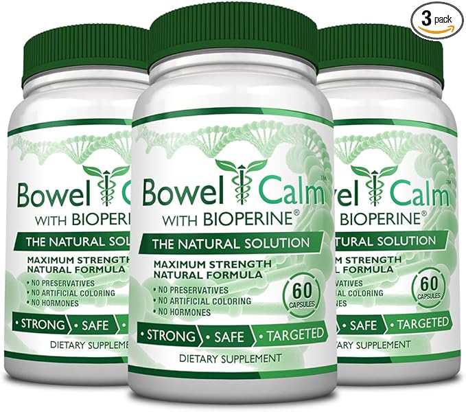 Bowel Calm - Soothe Intestinal Irritation - Ginger, Turmeric, Boswellia, BioPerine - 3 Month Supply