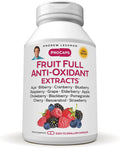 ANDREW LESSMAN Fruit Full Anti-Oxidant Extracts 60 Capsules - 14 Natural Fruit and Berry Extracts. Bilberry, Cranberry, Grape Seed, Pomegranate, Resveratrol, and More. Easy to Swallow Capsules