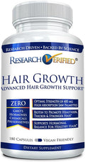 Research Verified Hair Growth Support - with Biotin, DHT Blockers & Vitamins - Hair Growth and Hair Loss Prevention - 180 Capsules - 3 Month Supply