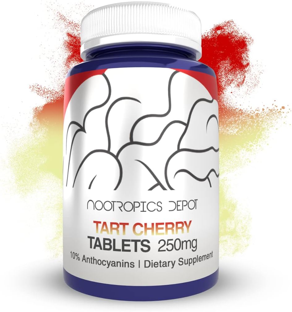 Nootropics Depot Tart Cherry Extract Tablets | 250mg | 120 Count | 10% Anthocyanins | Supports Balanced Oxidation & Inflammation Levels | Promotes Physical Strength & Energy