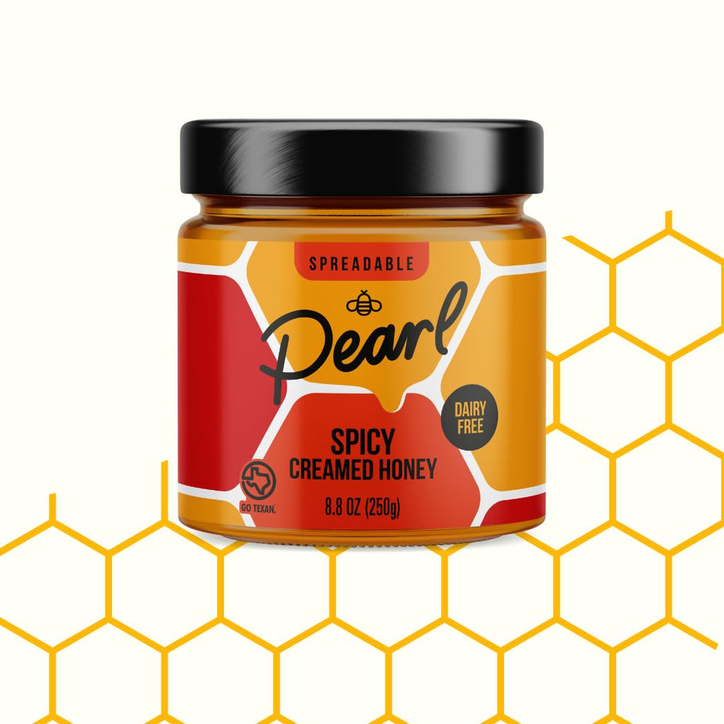 Pearl Honey Spreads - Organic Creamed Raw Honey Spicy Cayenne Flavor- Chemical Free, Dairy Free, Soy Free & 100% Natural Flavor | 8.8oz Jar