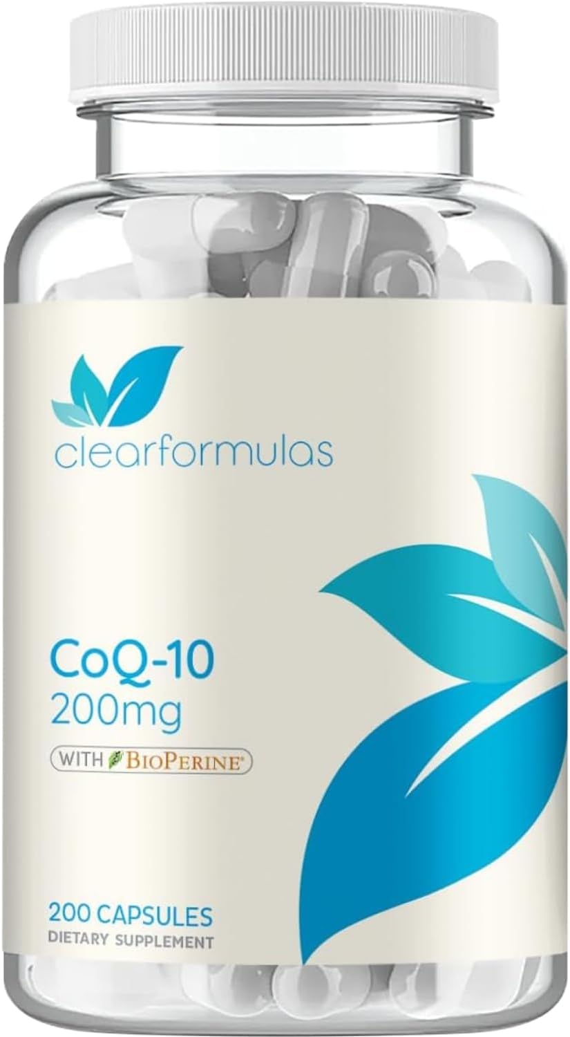 CoQ10 200mg with BioPerine - Enhanced Absorption Coenzyme Q10 200mg Potent Antioxidant for Heart Energy and Aging Support - High Stability CoQ10 Ubiquinone Caps - Made in a cGMP US Lab (200 Servings)