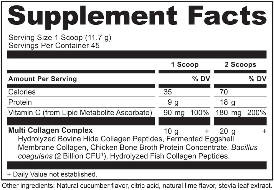 Ancient Nutrition Collagen Powder Protein, Multi Collagen Protein, Cucumber Lime, Hydrolyzed Collagen Peptides Supports Skin and Nails, Joint Supplement, 18.6oz