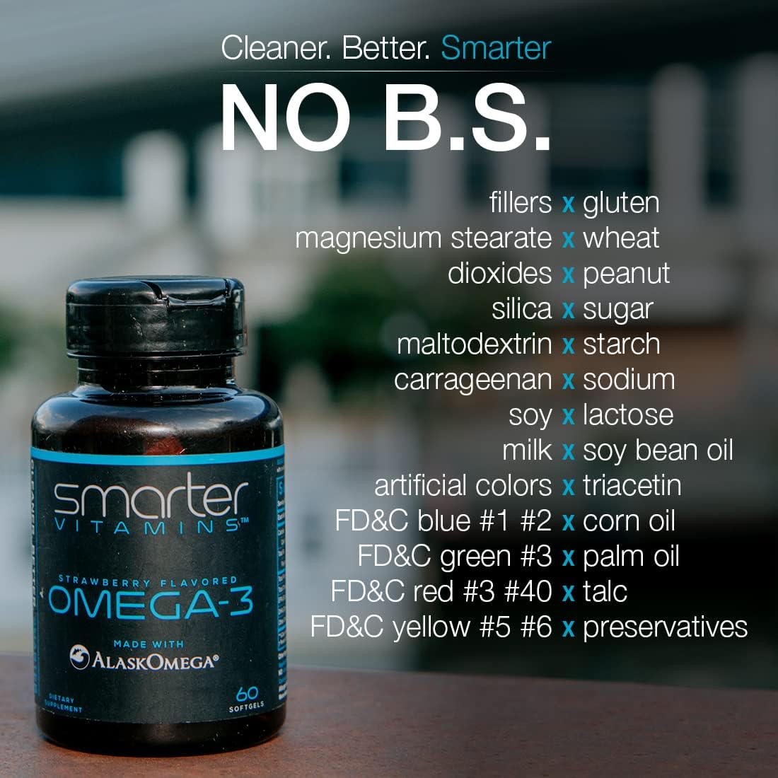 SmarterVitamins Omega 3 Fish Oil, Strawberry Flavor, Burpless, Tasteless, 2000mg, DHA EPA Triple Strength, Made with AlaskOmega®