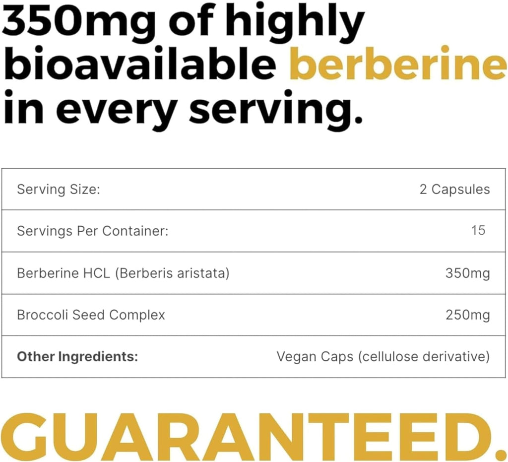 Mara Labs BerbElite | 350mg Berberine HCL & Broccoli Seed Complex for Increase Bioavailability | 30 Vegan Capsules