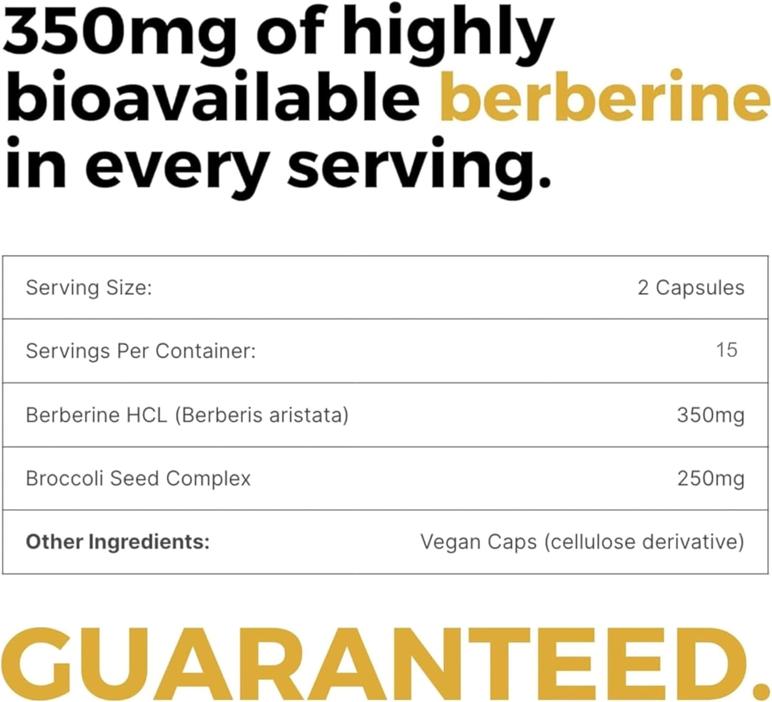 Mara Labs BerbElite | 350mg Berberine HCL & Broccoli Seed Complex for Increase Bioavailability | 30 Vegan Capsules