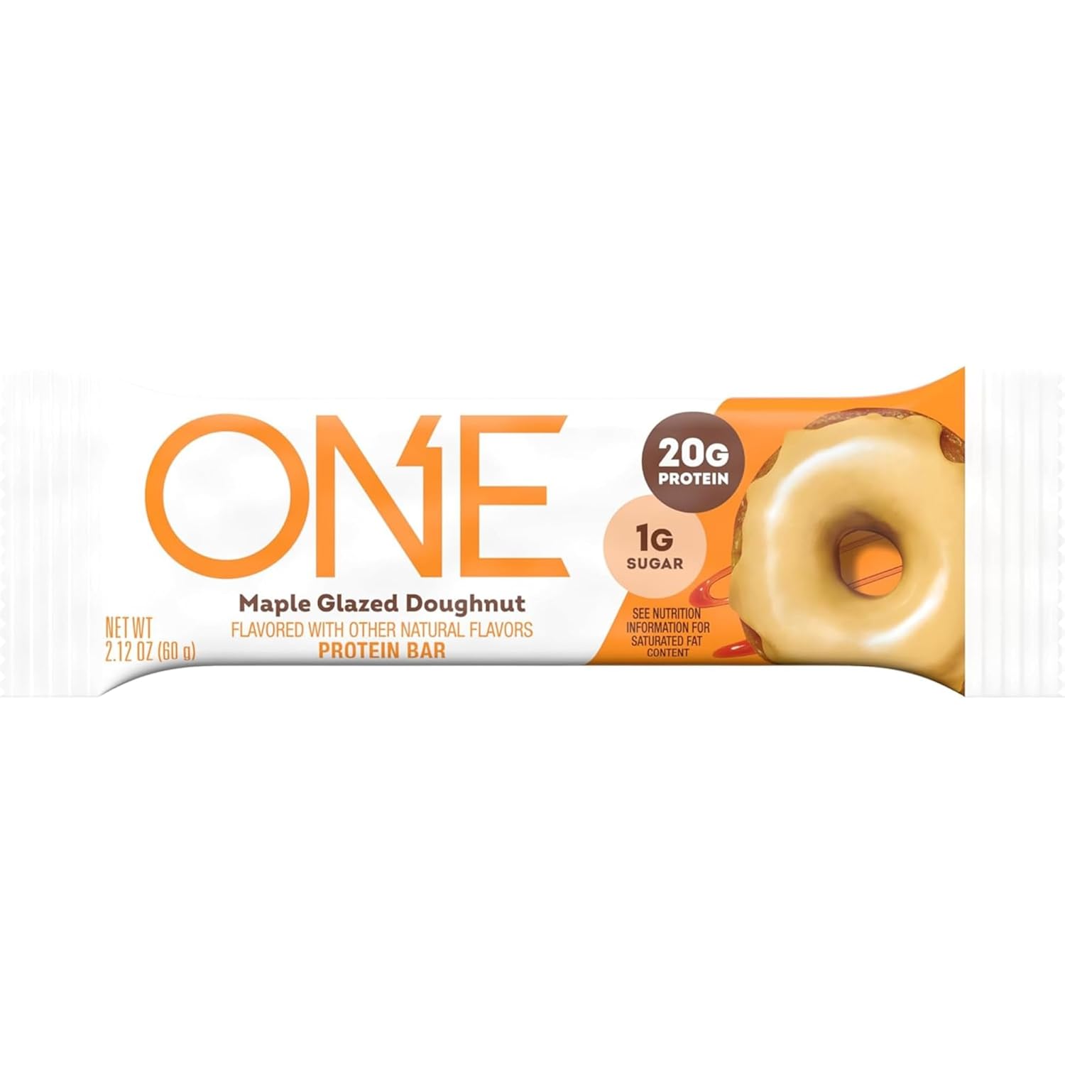 ONE Protein Bars, Maple Glazed Doughnut, Gluten Free with 20g Protein and 1g Sugar, Pantry Staples, 2.12 oz (12 Count)
