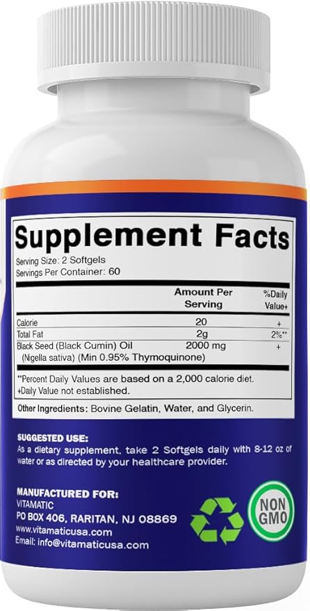 Vitamatic Black Seed Oil, 120 Softgels (1,000 mg per Softgel)