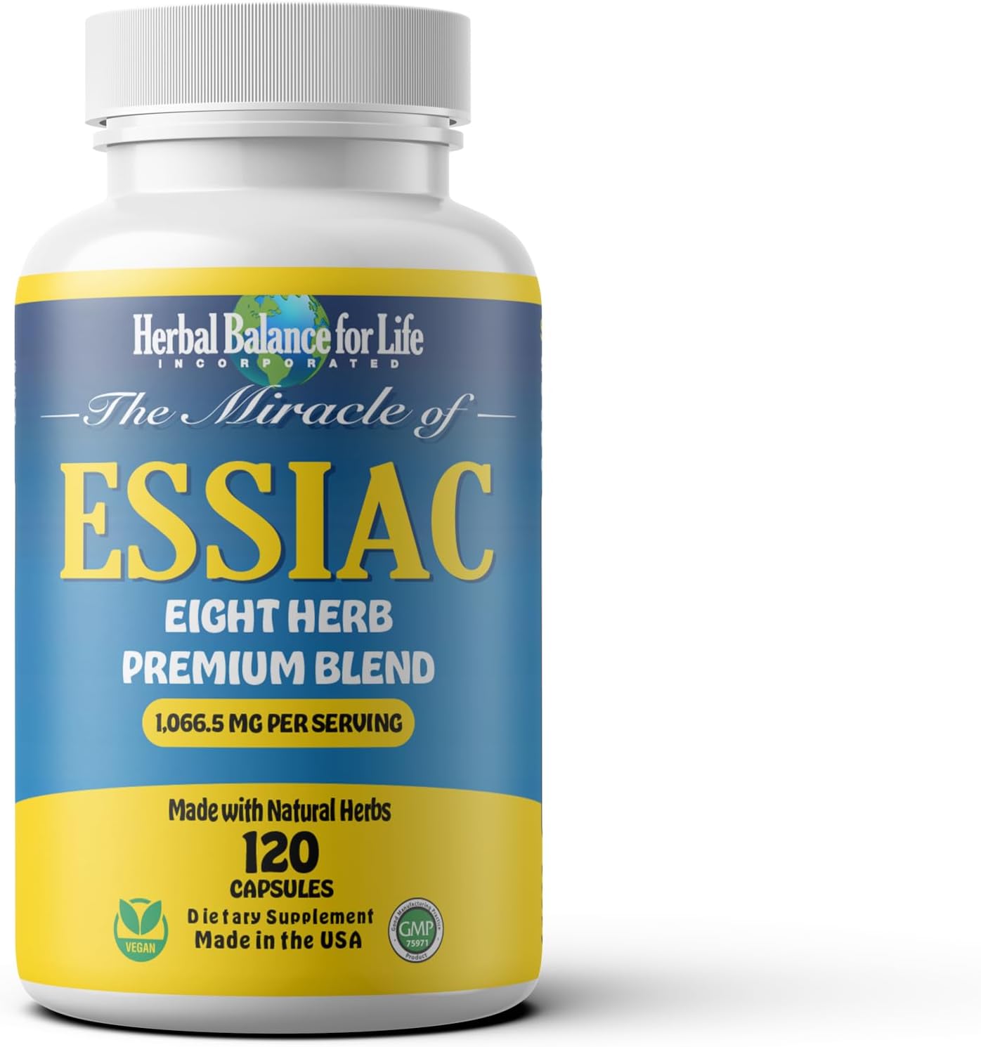 Natural Essiac Tea 8 Herb Capsules, 1066.5 mg per Serving - 120 Capsules, with Sheep Sorel Roots, More Potent 8-herb Essiac Tea Formula by Nurse Rene Caisse & Dr. Charles Brusch in The 1950s
