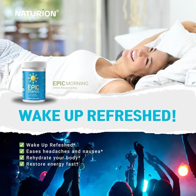 Epic Morning - Liver Detox & Repair Supplement with DHM, Milk Thistle, Vitamin C, B1, B2 & Pomegranate - Natural Pomegranate & Peach Flavor - 20 Chewable Tablets for Liver Support & Morning Recovery