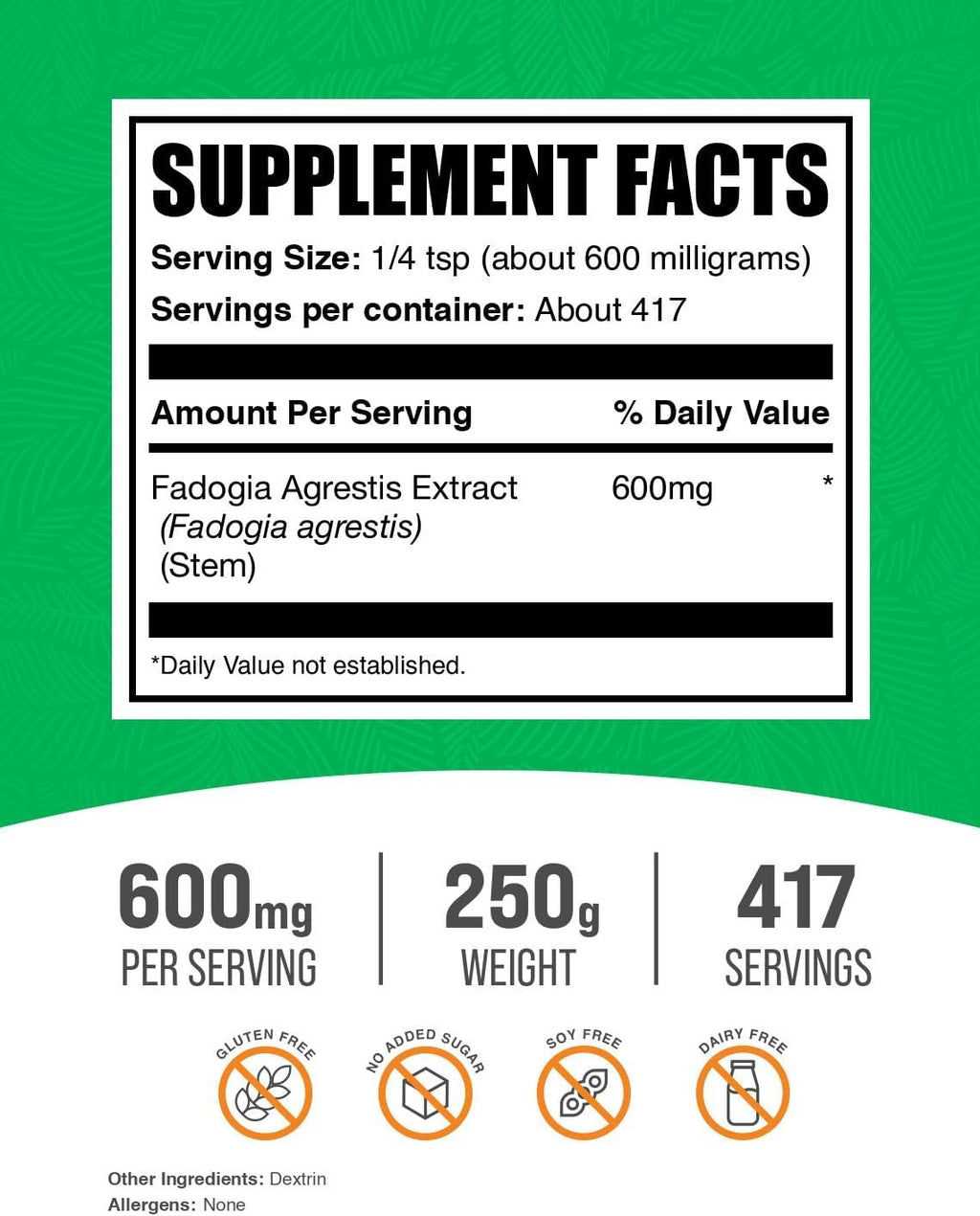 BulkSupplements.com Fadogia Agrestis Extract Powder - Fadogia Agrestis Supplement, Fadogia Agrestis 600mg - for Energy Boost, Gluten Free, 600mg per Serving, 250g (8.8 oz) (Pack of 1)