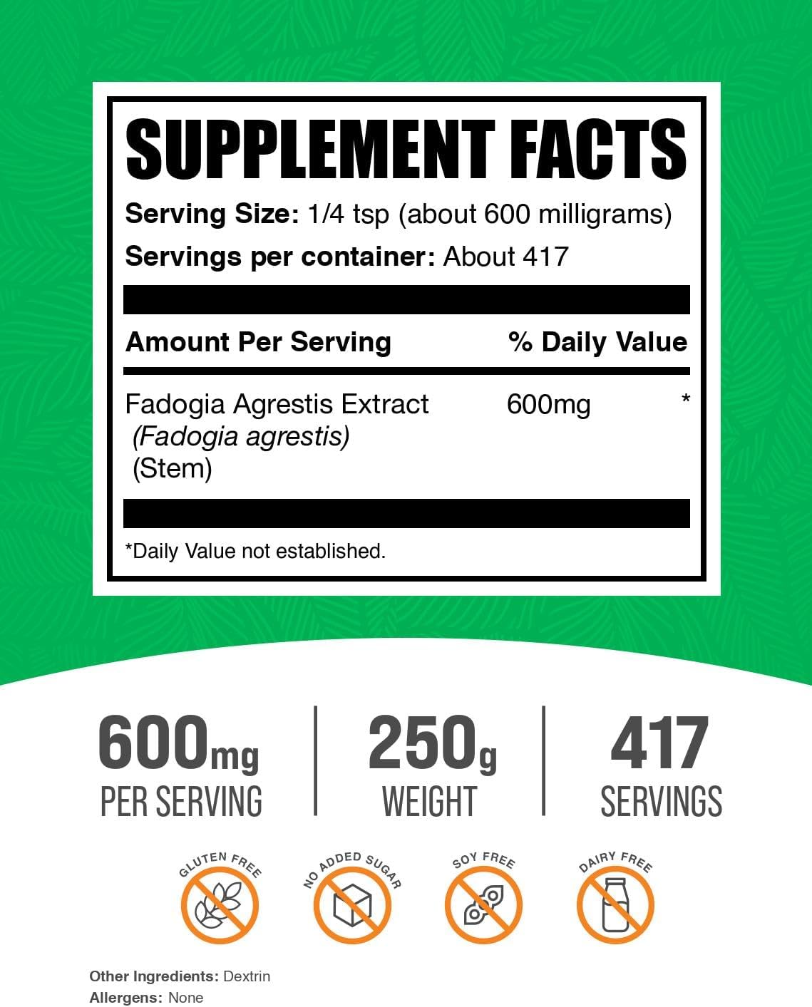 BulkSupplements.com Fadogia Agrestis Extract Powder - Fadogia Agrestis Supplement, Fadogia Agrestis 600mg - for Energy Boost, Gluten Free, 600mg per Serving, 250g (8.8 oz) (Pack of 1)