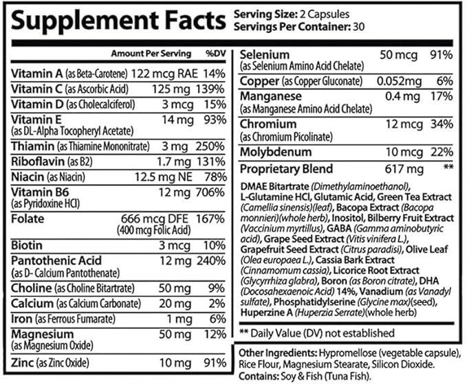 PureNature Cognifen - Memory Support Nootropic with Bacopa, Phosphatidylserine, Huperzine A, DHA, Choline and More - Non-GMO, Gluten-Free, 60 Capsules