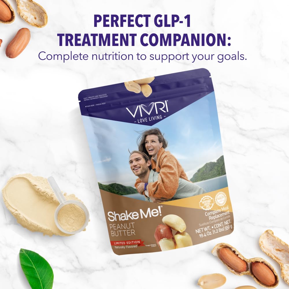 VIVRI ShakeMe! Meal Replacement | 10 Servings | 22g Triple Premium Protein, 45 Nutrients & 8 Superfoods | Supports Weight Loss,Full-Body Health, Energy & GLP-1 Treatments.(10 servings, Peanut Butter)