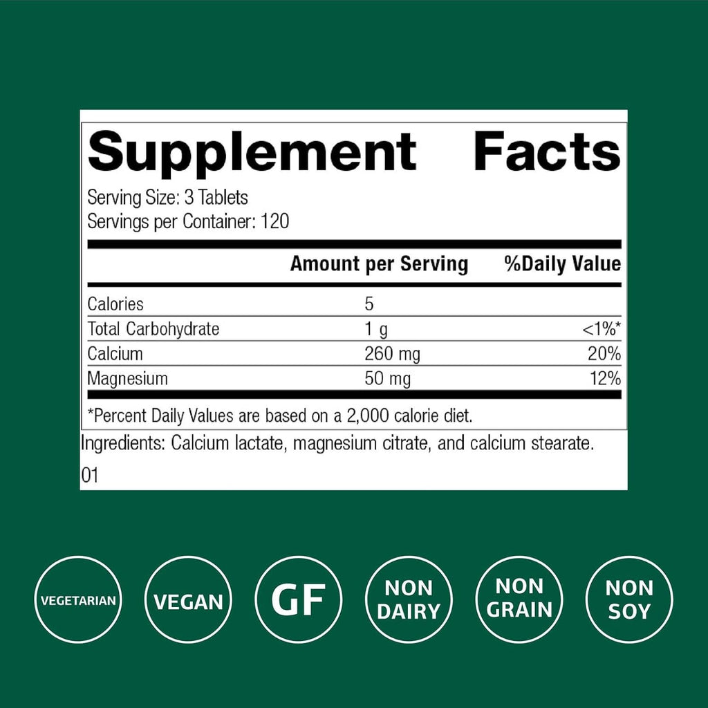 Standard Process Inc. Calcium Lactate - Immune Support and Bone Strength - Bone Health and Muscle Supplement with Magnesium and Calcium - 360 Tablets