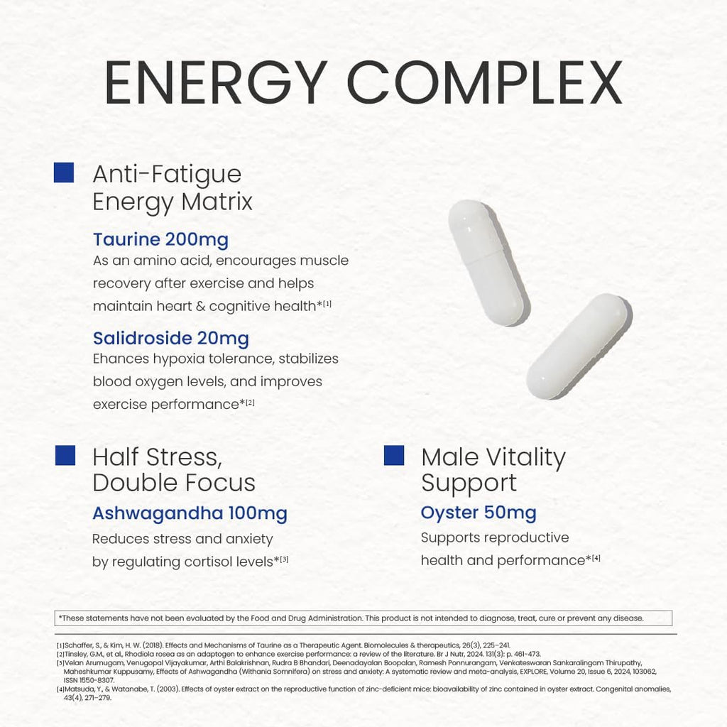 Men's Energy & Immune Complex | Energy Production, Fatigue Relief, Stress Support, Immune Health | Non-GMO, Made in USA, 90 Servings