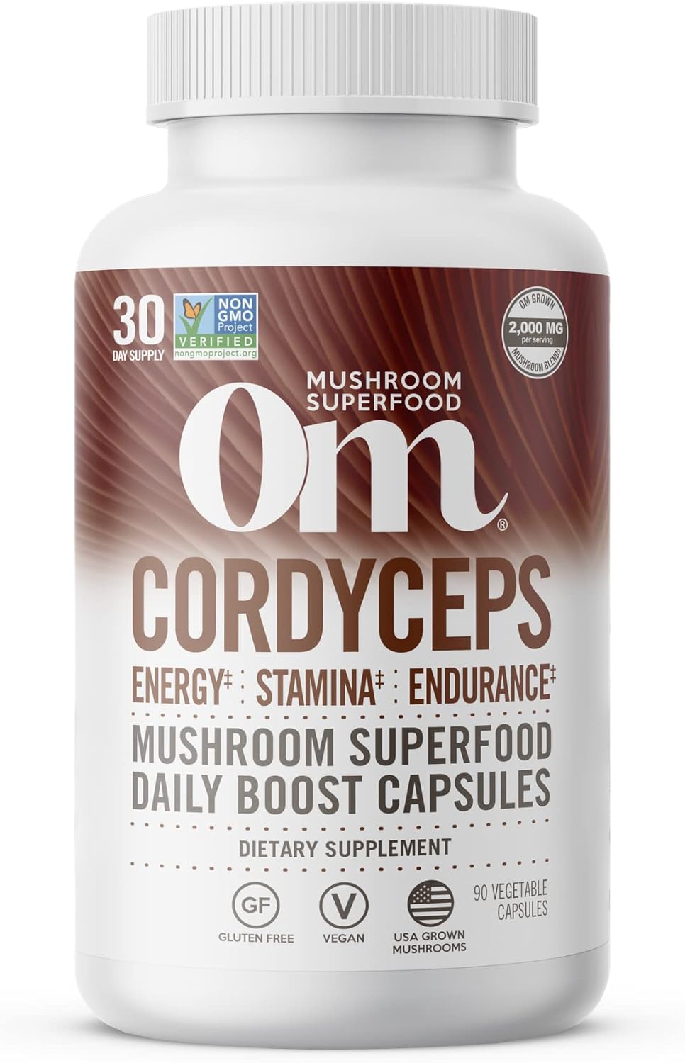 OM MUSHROOM SUPERFOOD Cordyceps Mushroom Capsules Superfood Supplement, 90 Count, 30 Days, Organic Energy Supplement for Stamina and Endurance