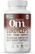 OM MUSHROOM SUPERFOOD Cordyceps Mushroom Capsules Superfood Supplement, 90 Count, 30 Days, Organic Energy Supplement for Stamina and Endurance