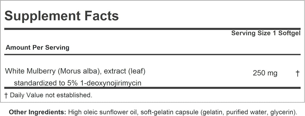 ANDREW LESSMAN White Mulberry Leaf 60 Softgels - High Potency Standardized White Mulberry Leaf. Small Easy to Swallow Softgels