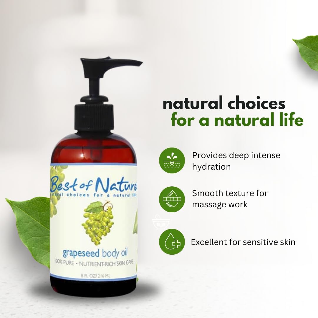 Best of Nature 100% Pure Grapeseed Oil - Unscented, Lightweight, Non-Greasy Moisturizer for Hair, Skin, Face & Aromatherapy, Carrier Oil for Essential Oils, 5 Gallon Pail (640 fl oz)
