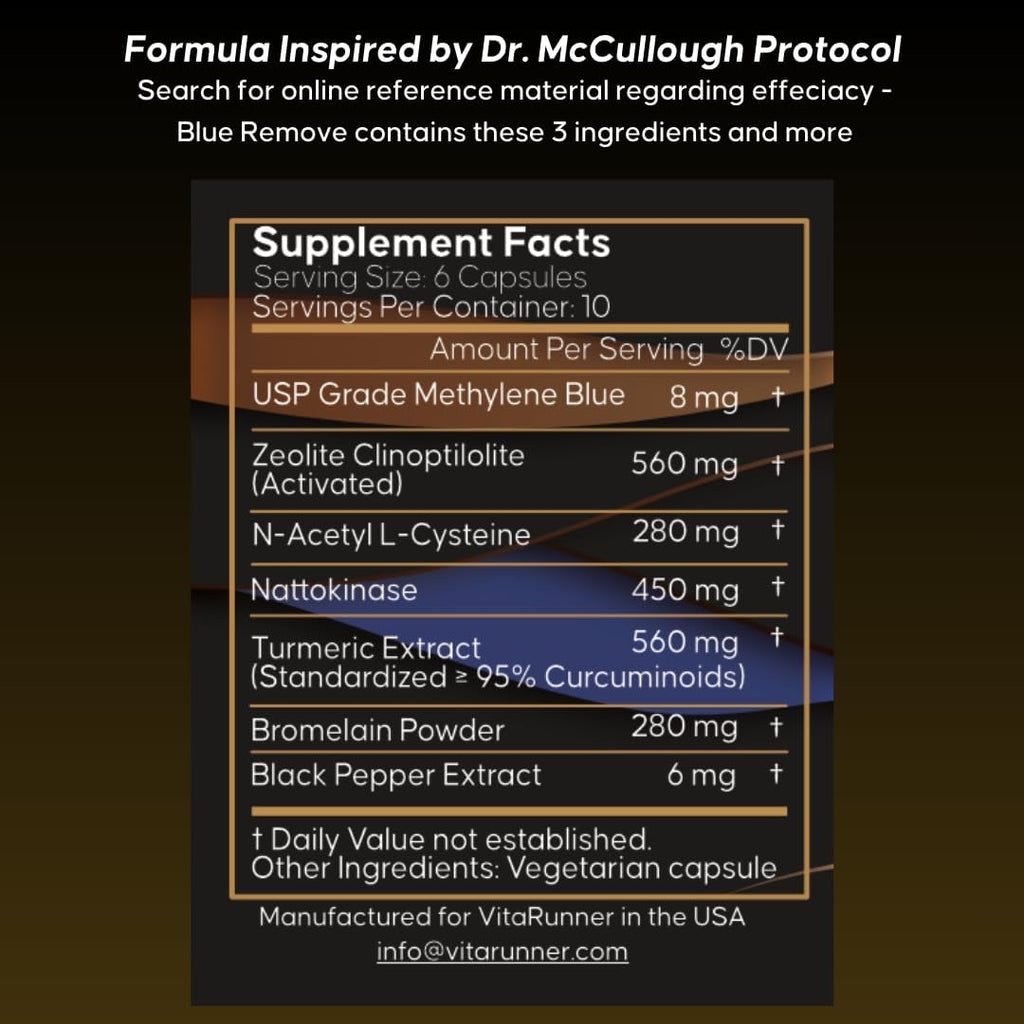 Methylene Blue Pharmaceutical Grade Capsules, with Added Micronized Zeolite, Nattokinase (Non-GMO), Turmeric, Bromelain, and NAC in Cleansing Formula Inspired by Dr. McCullough