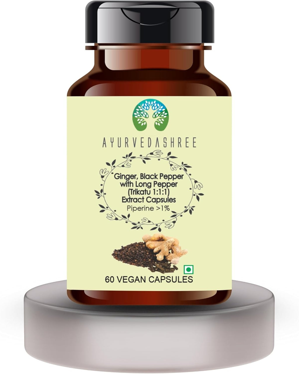 Trikatu Extract 500mg - 60 Vegetarian Capsules | Ginger with Black Pepper & Long Pepper Extract | | All Natural | 100% Vegan | Gluten-Free | GMP Certified.