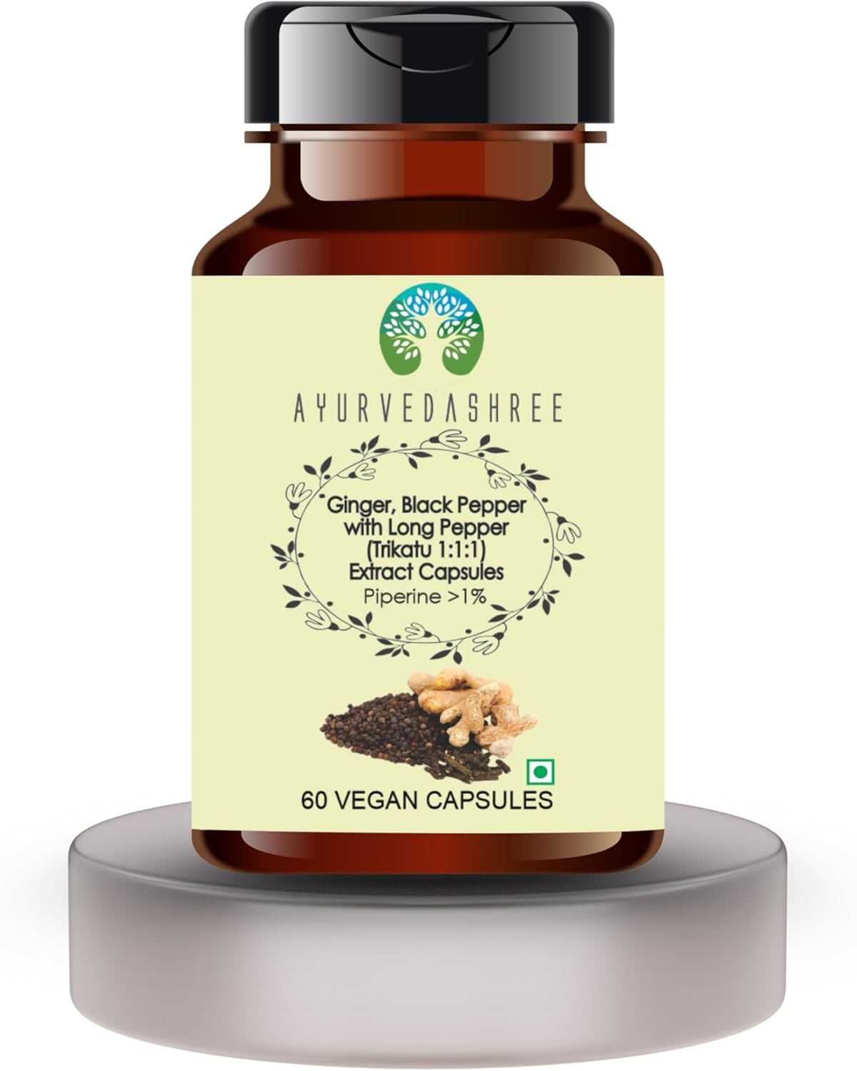 Trikatu Extract 500mg - 60 Vegetarian Capsules | Ginger with Black Pepper & Long Pepper Extract | | All Natural | 100% Vegan | Gluten-Free | GMP Certified.